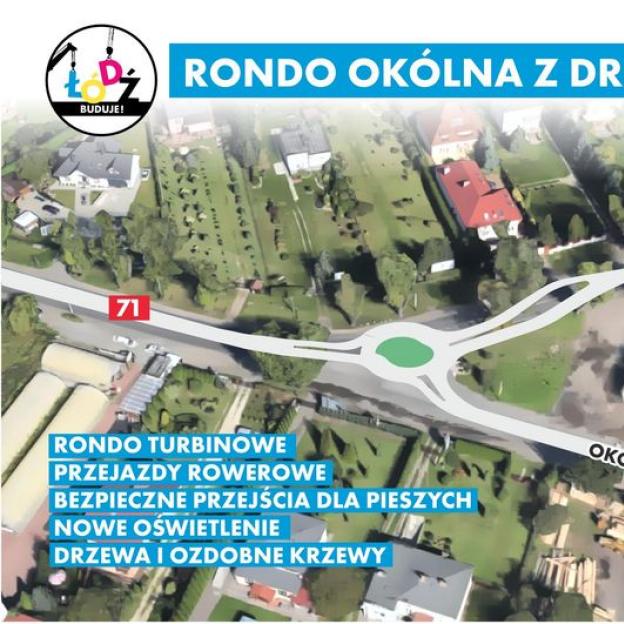 Łódź buduje: rondo turbinowe na ulicy Okólnej